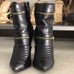 Leather boots heels